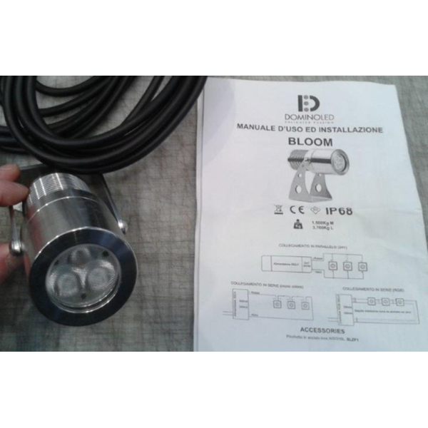 "Domino Bloom M1: Faretto RGB acciaio lucido 3x2W da 20° - 500ma"